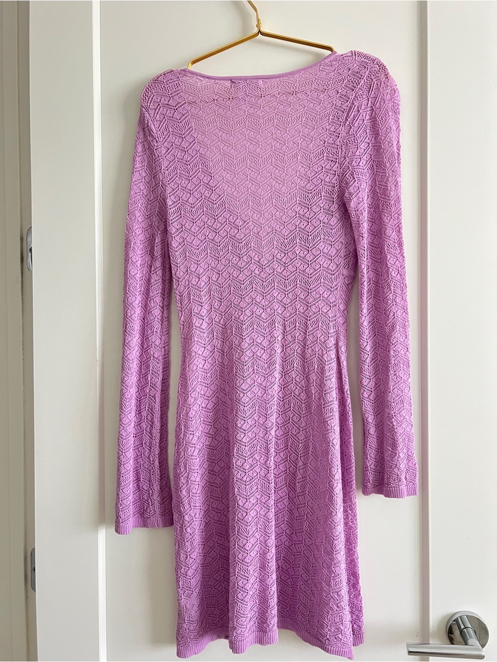 House of Harlow 1960 Lavender Crochet Bell Sleeve Cover Up Dress Size Small - Picture 13 of 15